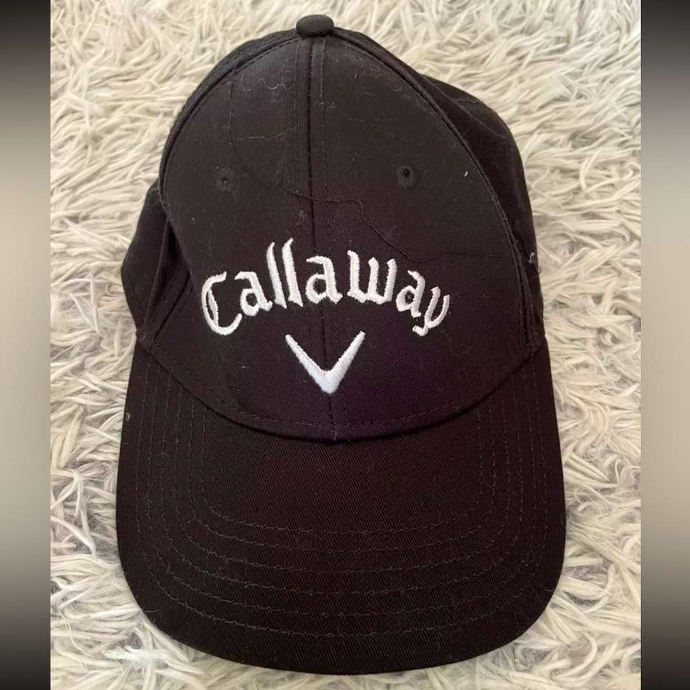 Callaway side Crested Golf Hat‎ Black Unstructed Adjustable Embroidered Logo